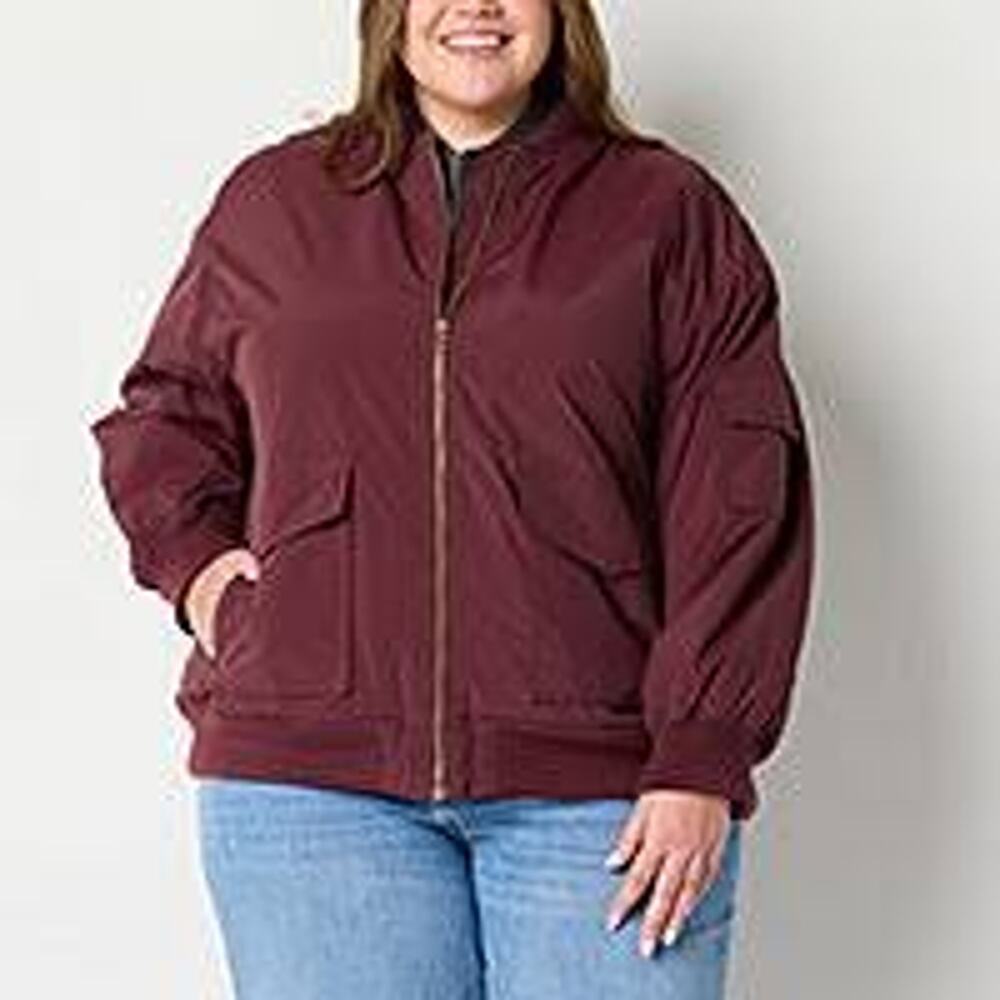 a.n.a Midweight Sherpa Lined Bomber Jacket in Port Wine, Sz XL -- NWT
